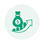 Grafik: steigendes Diagramm mit Geldbeutel – finanzieller Vorteil bei Leistungsfreiheit in der privaten Krankenversicherung (PKV)